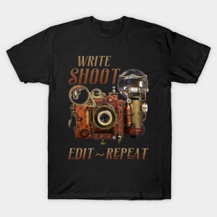 Write Shoot Edit Repeat Steampunk Flash Filmmaker T-Shirt